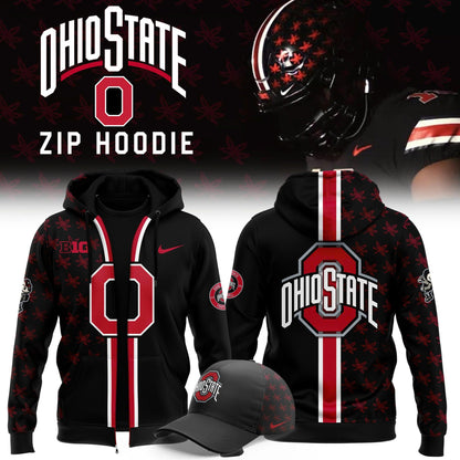 Premium Ohio State Buckeyes Black ZIP Hoodie 2026 Season