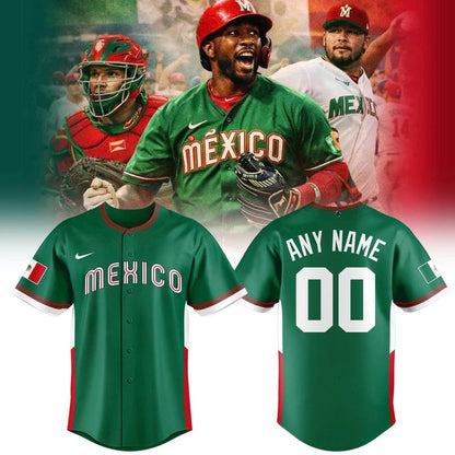 Mexico Baseball 2026 World Baseball Classic Road Stadium Jersey - Green