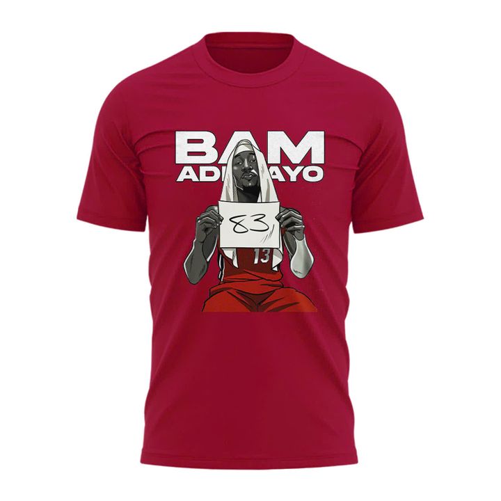 Commemorates the historic moment when Bam Adebayo scored 83 points in a single game T-Shirt.