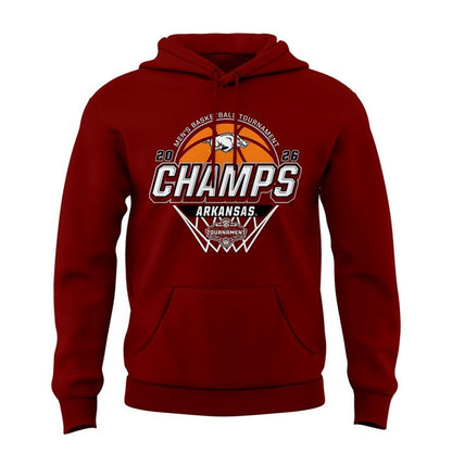 Arkansas Razorbacks Men's Basketball 2026 SEC Tournament Champions Locker Room Hoodie