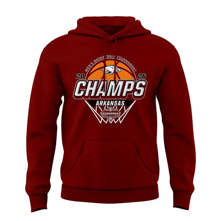 1. Arkansas Razorbacks Men's Basketball 2026 SEC Tournament Champions Locker Room Hoodie