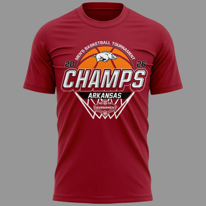 VIP.Arkansas Razorbacks Men's Basketball 2026 SEC Tournament Champions T Shirt