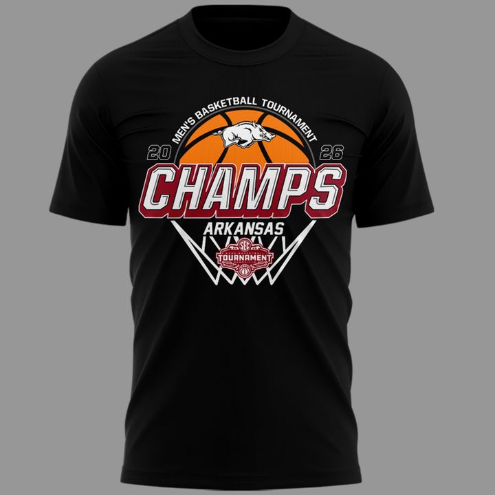 VIP.03.Arkansas Razorbacks Men's Basketball 2026 SEC Tournament Champions T Shirt