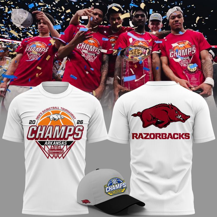 VIP.04.Arkansas Razorbacks Men's Basketball 2026 SEC Tournament Champions T Shirt