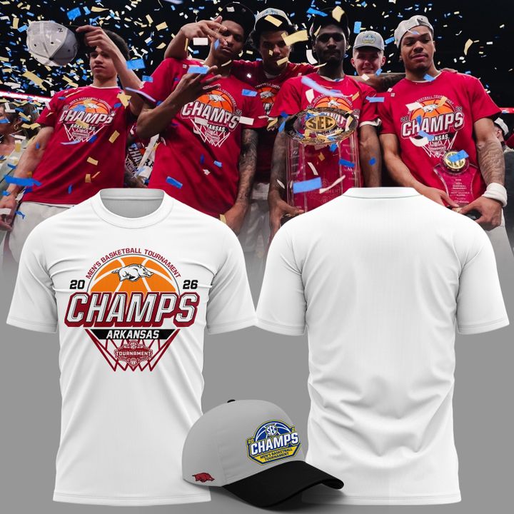 VIP.05.Arkansas Razorbacks Men's Basketball 2026 SEC Tournament Champions T Shirt