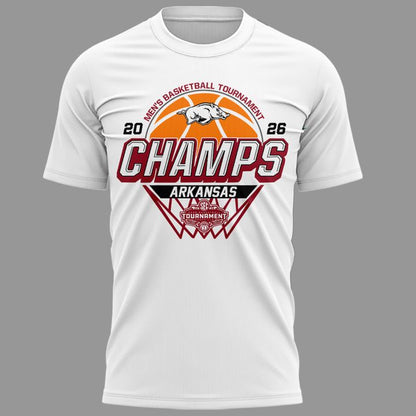 VIP.05.Arkansas Razorbacks Men's Basketball 2026 SEC Tournament Champions T Shirt