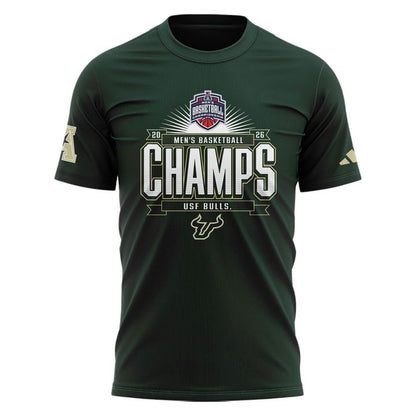 Unisex Blue 84 Green South Florida Bulls 2026 American Conference Men's Basketball Tournament Champions T-Shirt (Updated Version)