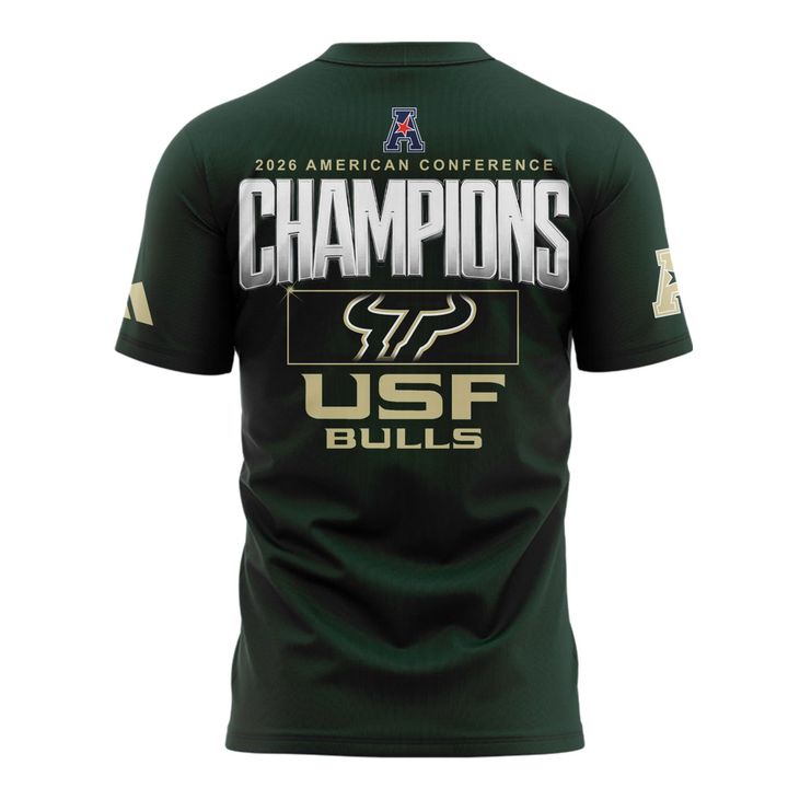 Unisex Blue 84 Green South Florida Bulls 2026 American Conference Men's Basketball Tournament Champions T-Shirt (Updated Version)