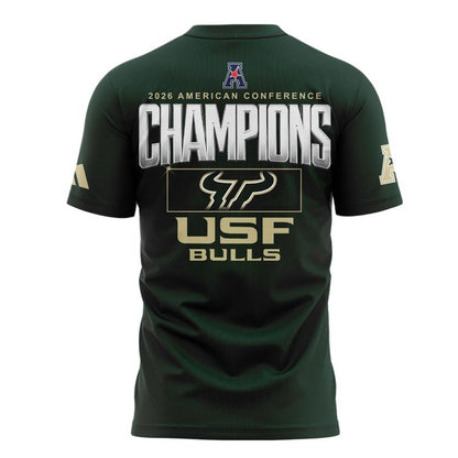Unisex Blue 84 Green South Florida Bulls 2026 American Conference Men's Basketball Tournament Champions T-Shirt (Updated Version)