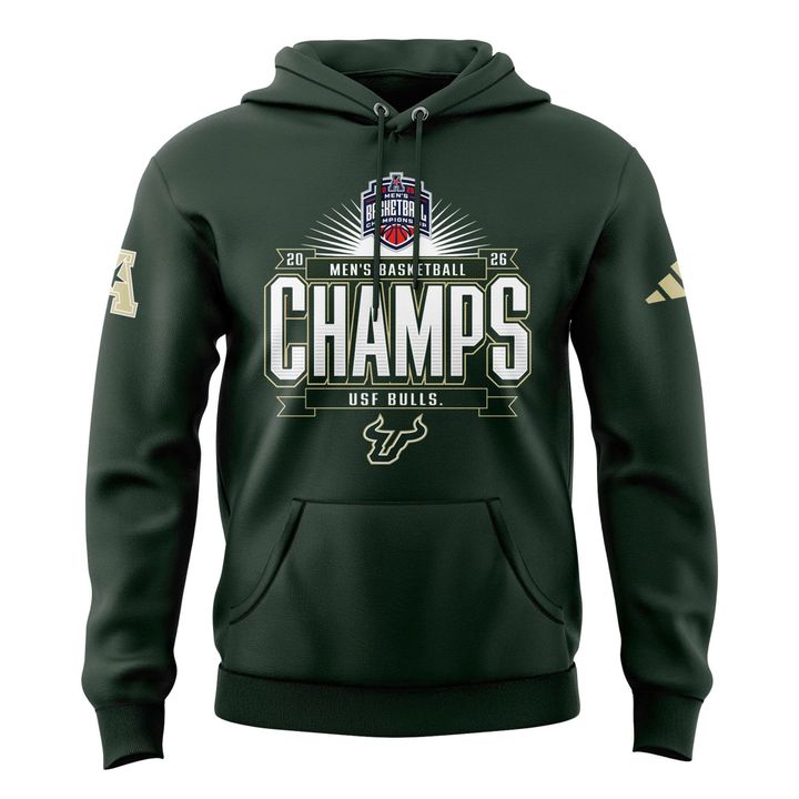 Unisex Blue 84 Green South Florida Bulls 2026 American Conference Men's Basketball Tournament Champions Hoodie (Updated Version)