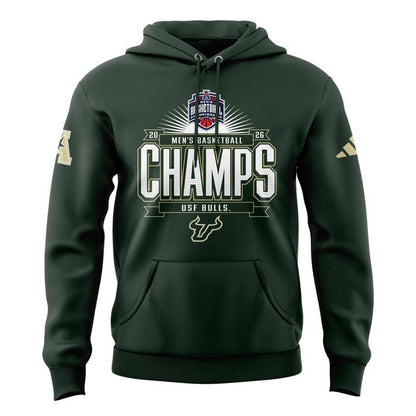 Unisex Blue 84 Green South Florida Bulls 2026 American Conference Men's Basketball Tournament Champions Hoodie (Updated Version)
