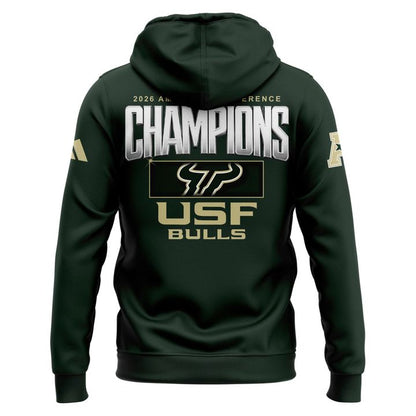 Unisex Blue 84 Green South Florida Bulls 2026 American Conference Men's Basketball Tournament Champions Hoodie (Updated Version)