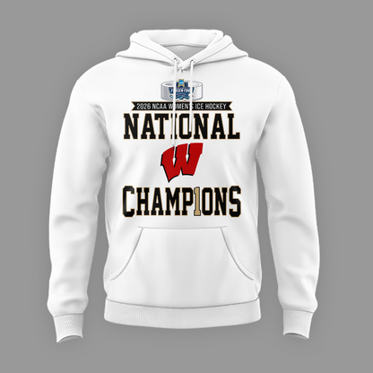 Wisconsin Badgers 2026 NCAA Frozen Four Women's Ice Hockey National Champions Hoodie