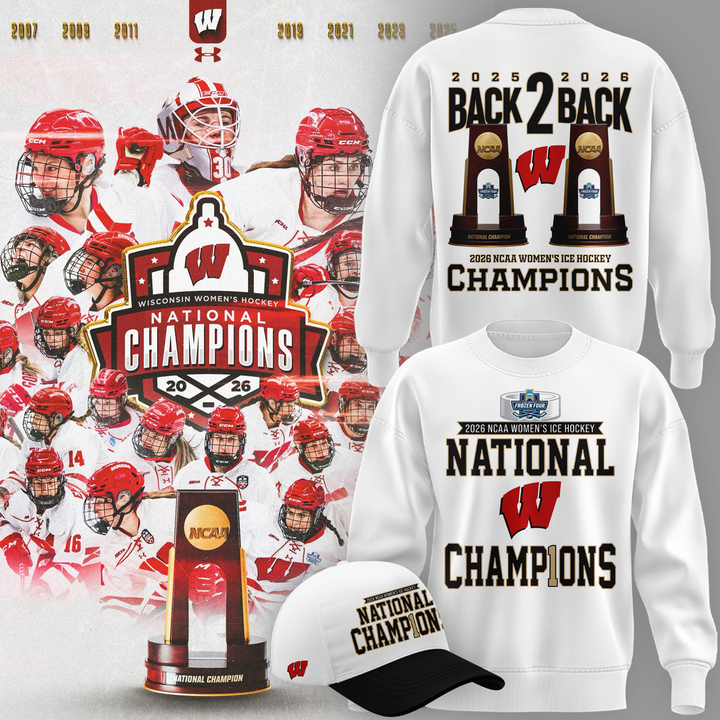 Wisconsin Badgers 2026 NCAA Frozen Four Women's Ice Hockey National Champions Sweatshirt