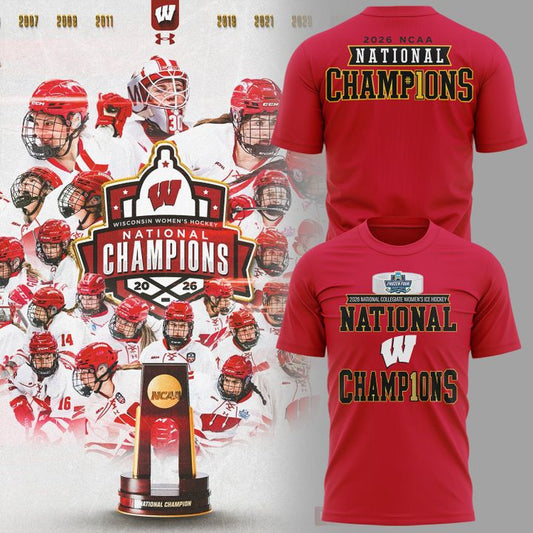 03.Wisconsin Badgers 2026 NCAA Frozen Four Women's Ice Hockey National Champions Tshirt