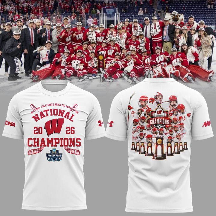09.Wisconsin Badgers 2026 NCAA Frozen Four Women's Ice Hockey National Champions Tshirt