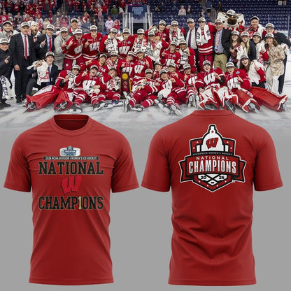 11.Wisconsin Badgers 2026 NCAA Frozen Four Women's Ice Hockey National Champions Tshirt