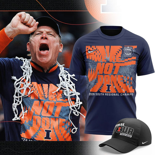 Navy Illinois Fighting Illini 2026 Men's Basketball Tournament March Madness Final Four T-Shirt-V1