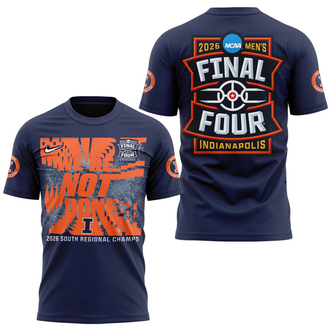 Navy Illinois Fighting Illini 2026 Men's Basketball Tournament March Madness Final Four T-Shirt-V2