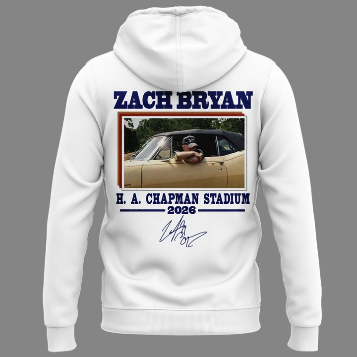 Exclusive Version Zach Bryan H. A. Chapman Stadium White Hoodie 2026