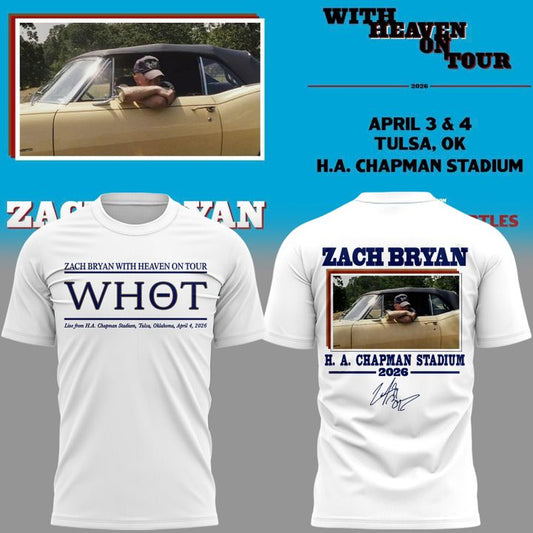 Exclusive Version Zach Bryan H. A. Chapman Stadium White Tshirt 2026