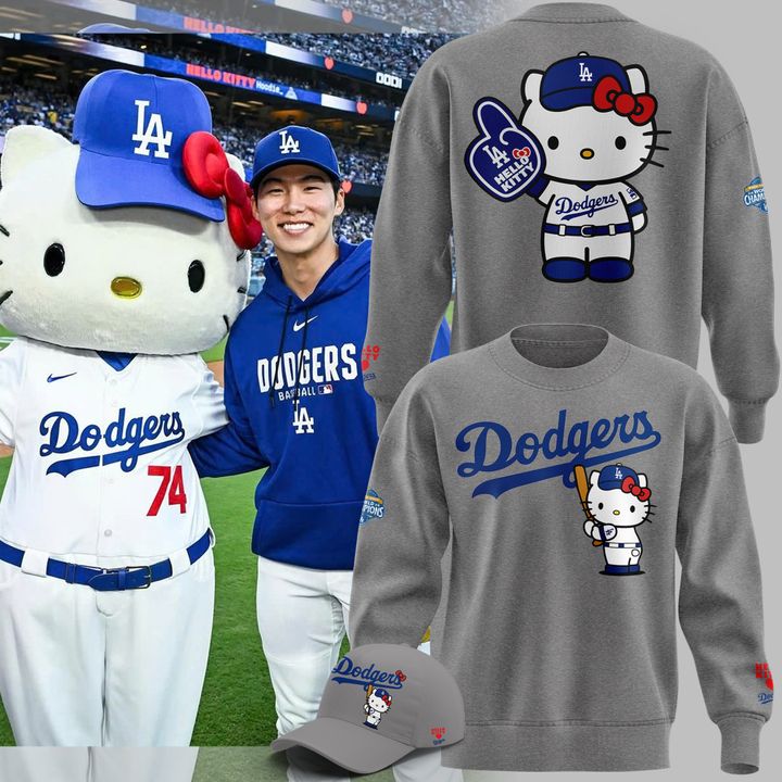 Exclusive Sweatshirt Los Angeles Dodgers x Hello Kitty for fans!