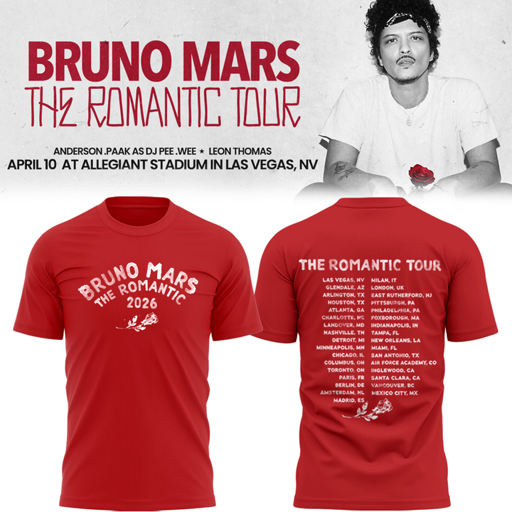 Bruno Mars x Ohio State Buckeyes Football - The Romantic Tour x Ohio Stadium Tshirt