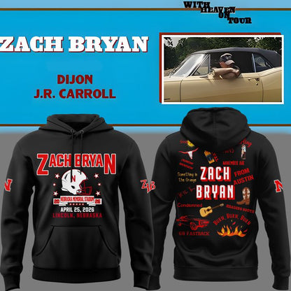 Zach Bryan x Nebraska Cornhuskers Football - With Heaven On Tour - 2026 Hoodie