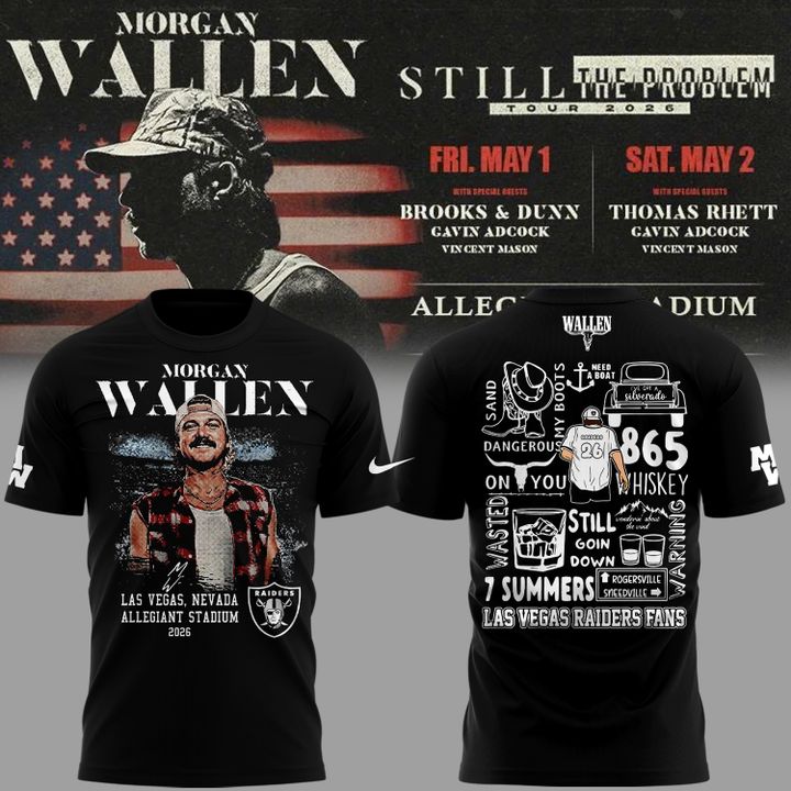 Limited Edition T-Shirt White Morgan Wallen x Las Vegas Raiders