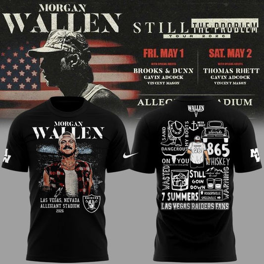 Limited Edition T-Shirt White Morgan Wallen x Las Vegas Raiders