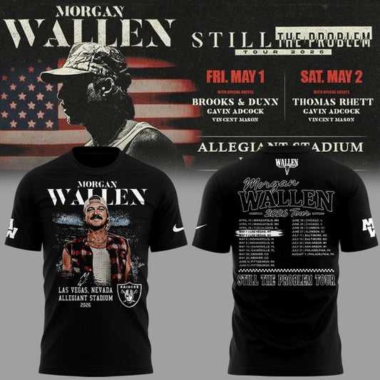 Limited Edition T-Shirt White Morgan Wallen x Las Vegas Raiders