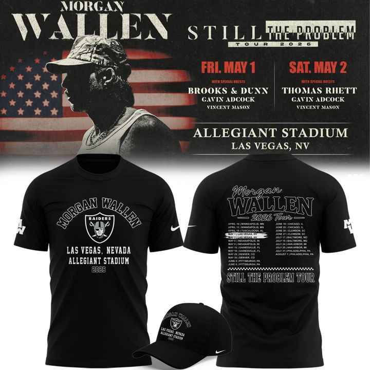 Limited Edition T-Shirt White Morgan Wallen x Las Vegas Raiders