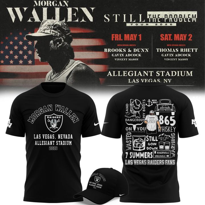 Limited Edition T-Shirt White Morgan Wallen x Las Vegas Raiders