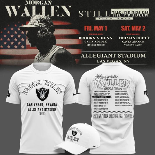 Limited Edition T-Shirt White Morgan Wallen x Las Vegas Raiders