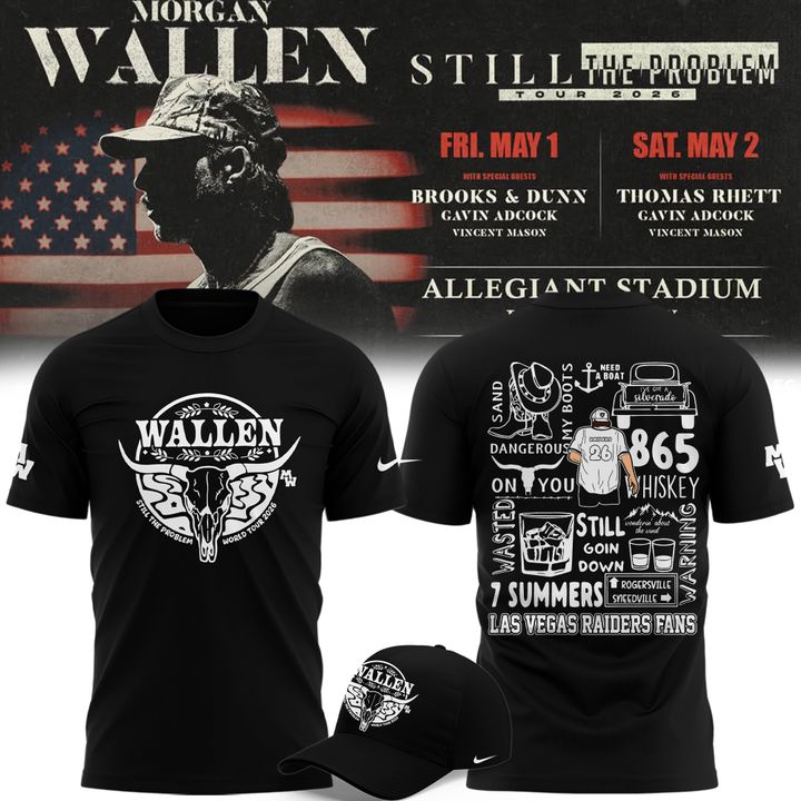 Limited Edition T-Shirt White Morgan Wallen x Las Vegas Raiders