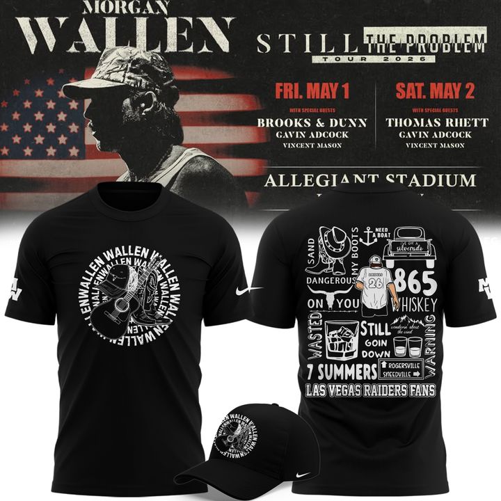 Limited Edition T-Shirt White Morgan Wallen x Las Vegas Raiders