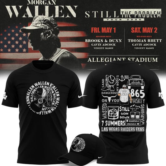Limited Edition T-Shirt White Morgan Wallen x Las Vegas Raiders