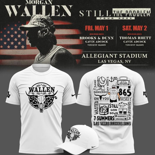 Limited Edition T-Shirt White Morgan Wallen x Las Vegas Raiders