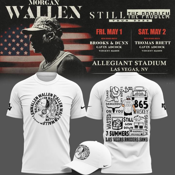 Limited Edition T-Shirt White Morgan Wallen x Las Vegas Raiders