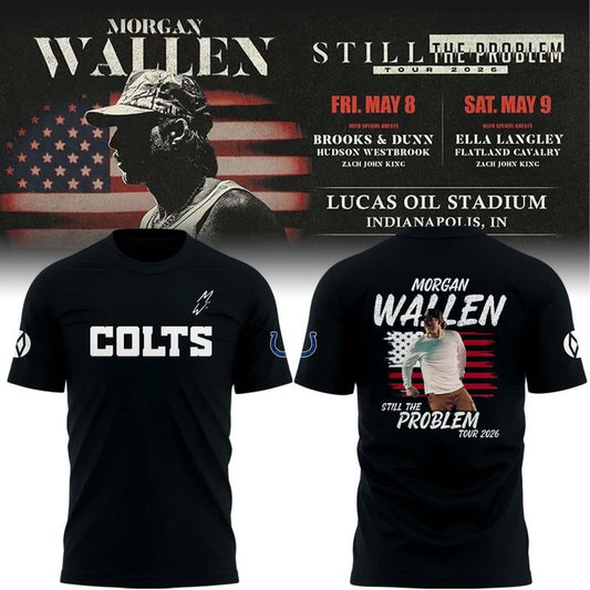 Indianapolis Colts x Morgan Wallen "Still The Problem Tour" 2026 Black T-Shirt