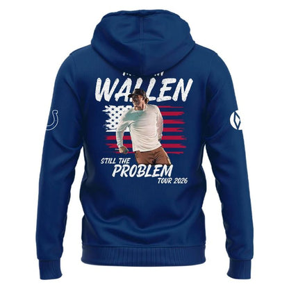 Indianapolis Colts x Morgan Wallen "Still The Problem Tour" 2026 BLue Hoodie