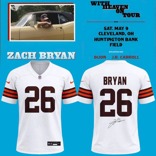 2026 Exclusive Version Jersey Signed Zach Bryan x Cleveland Browns “With Heaven On Tour” Huntington Bank Field