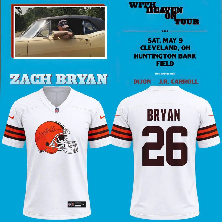 2026 Exclusive Version Jersey Signed Zach Bryan x Cleveland Browns “With Heaven On Tour” Huntington Bank Field for fans