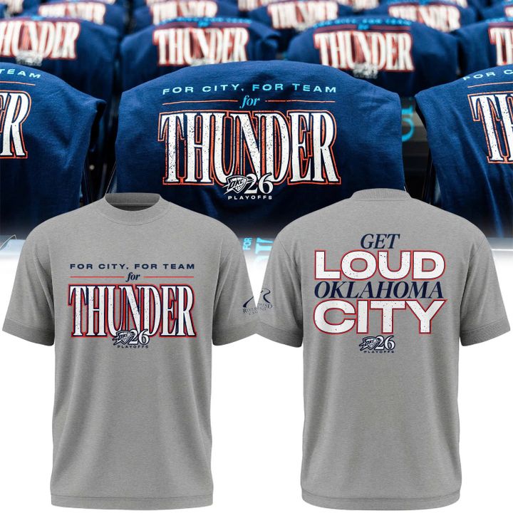2026 Game 2 Oklahoma City Thunder Playoffs Heather Grey T-Shirt