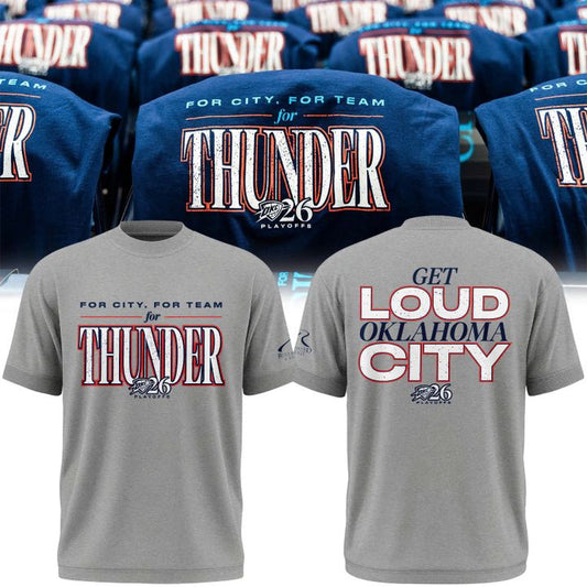 2026 Game 2 Oklahoma City Thunder Playoffs Heather Grey T-Shirt
