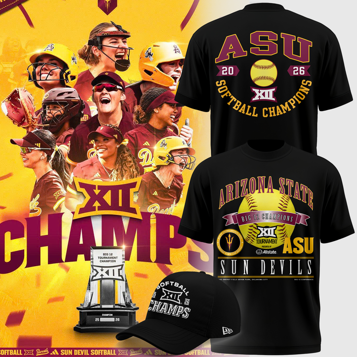 Arizona State Sun Devils 2026 Softball Tournament Champions T-shirt -Black