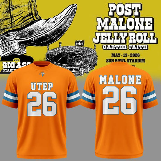 Limited Edition Post Malone x UTEP Miners Football Tshirt 2026