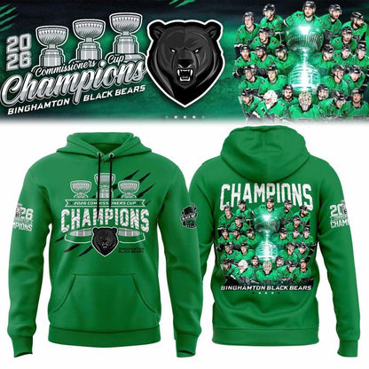 Binghamton Black Bears 2026 Commissioner’s Cup Champions Hoodie-Green