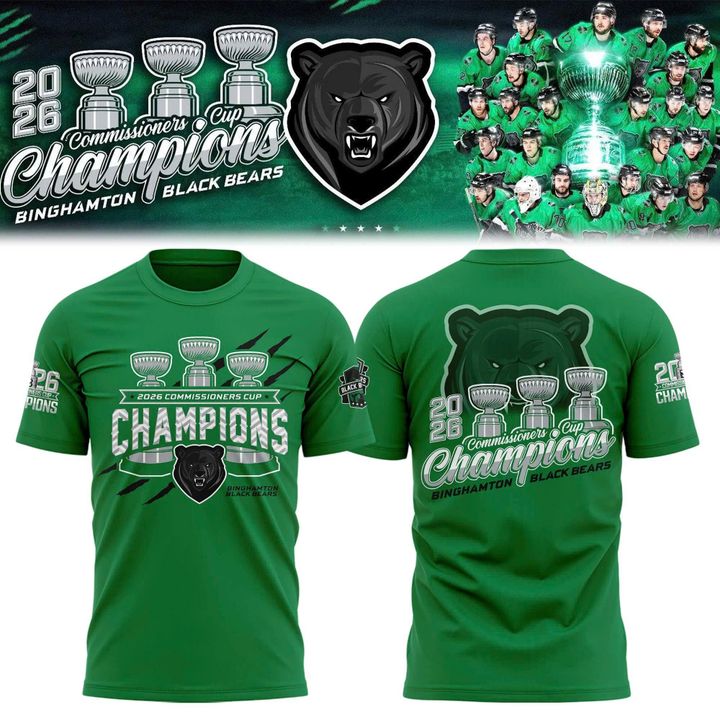 Binghamton Black Bears Back-To-Back-To-Back Champs 2026 T-Shirt-Green