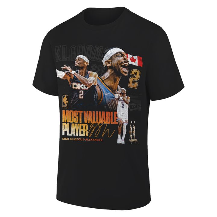 1. OKC Thunder 2026 MVP Back 2 Back Signature T-shirt